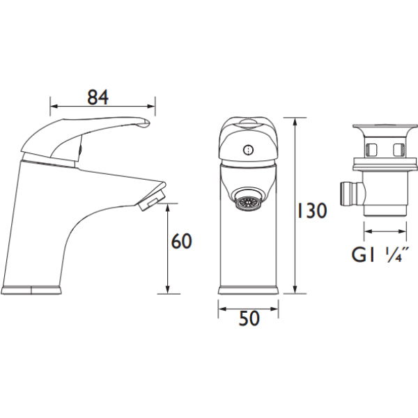 Bristan Java Small Basin Mixer Tap With Clicker Waste - Chrome