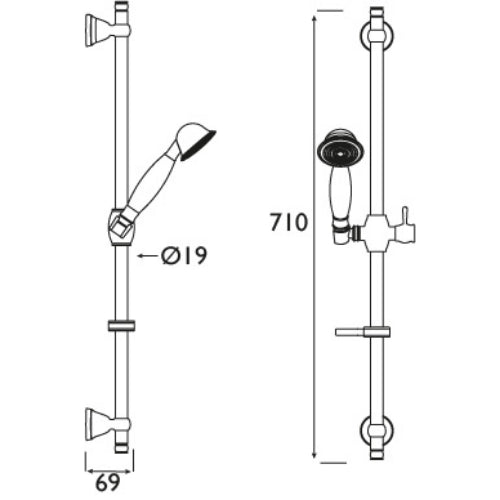 Bristan Single-Function Shower Riser Adjustable Shower Kit - Chrome