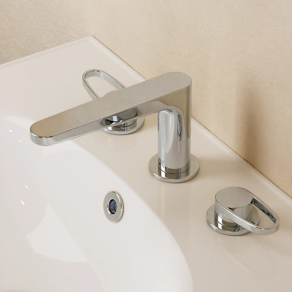 Crosswater Lazo Lever Deck Mounted 3 Hole Basin Mixer Tap - Chrome