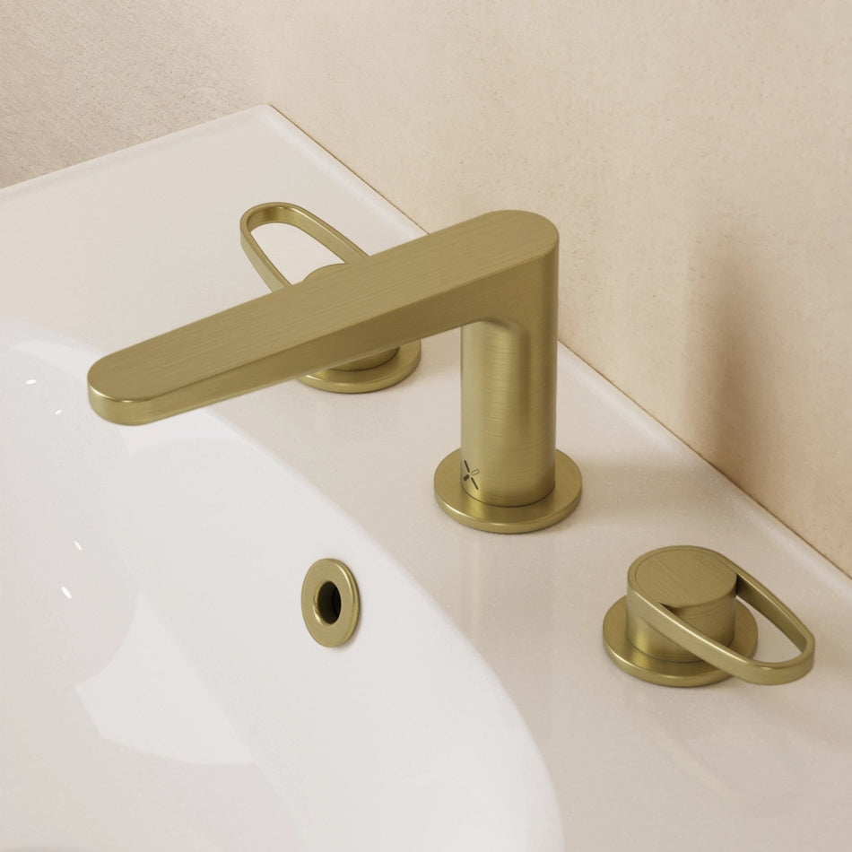 Crosswater Lazo Lever Deck Mounted 3 Hole Basin Mixer Tap - Brushed Brass