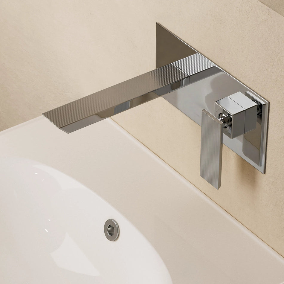 Crosswater Limit Wall Mounted 2 Hole Basin Mixer Tap With Back Plate - Chrome