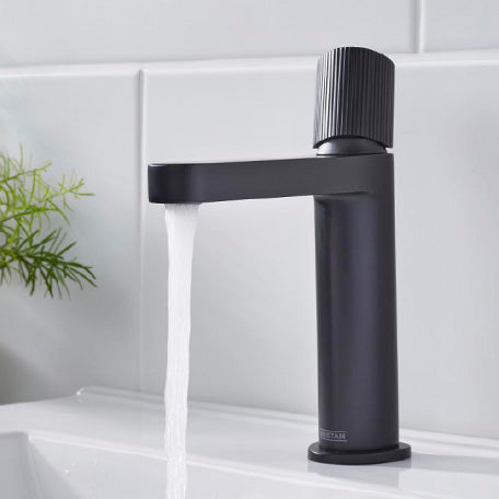 Bristan Liso Deck Mounted Basin Mixer Tap With Clicker Waste - Matt Black