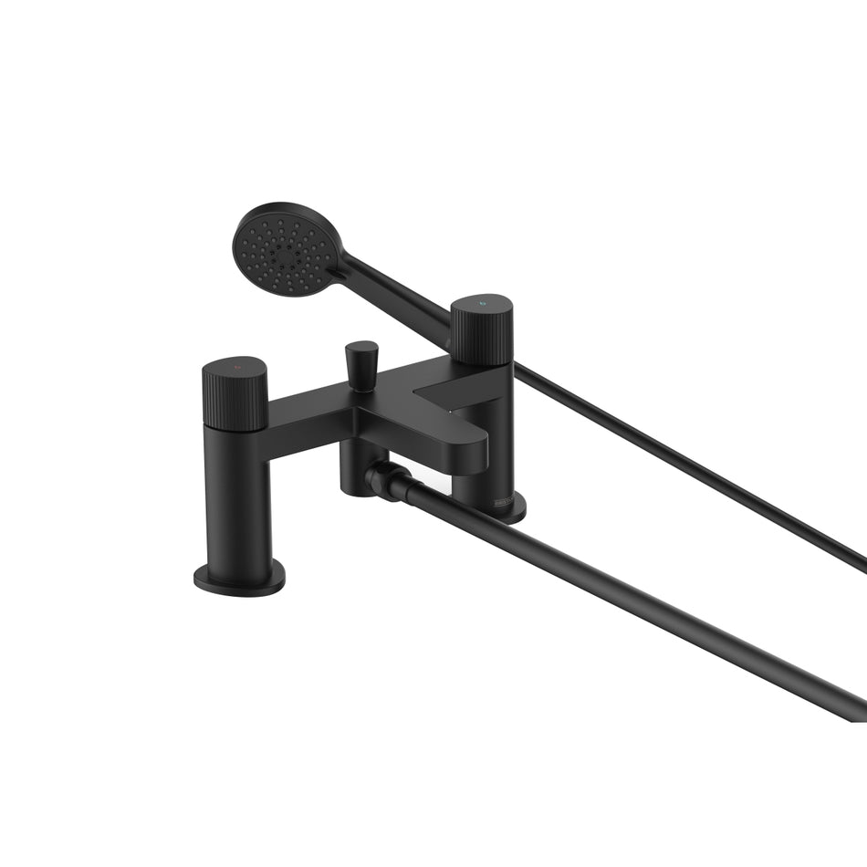Bristan Liso Bath Shower Mixer Tap With Shower Handset and Hose - Matt Black