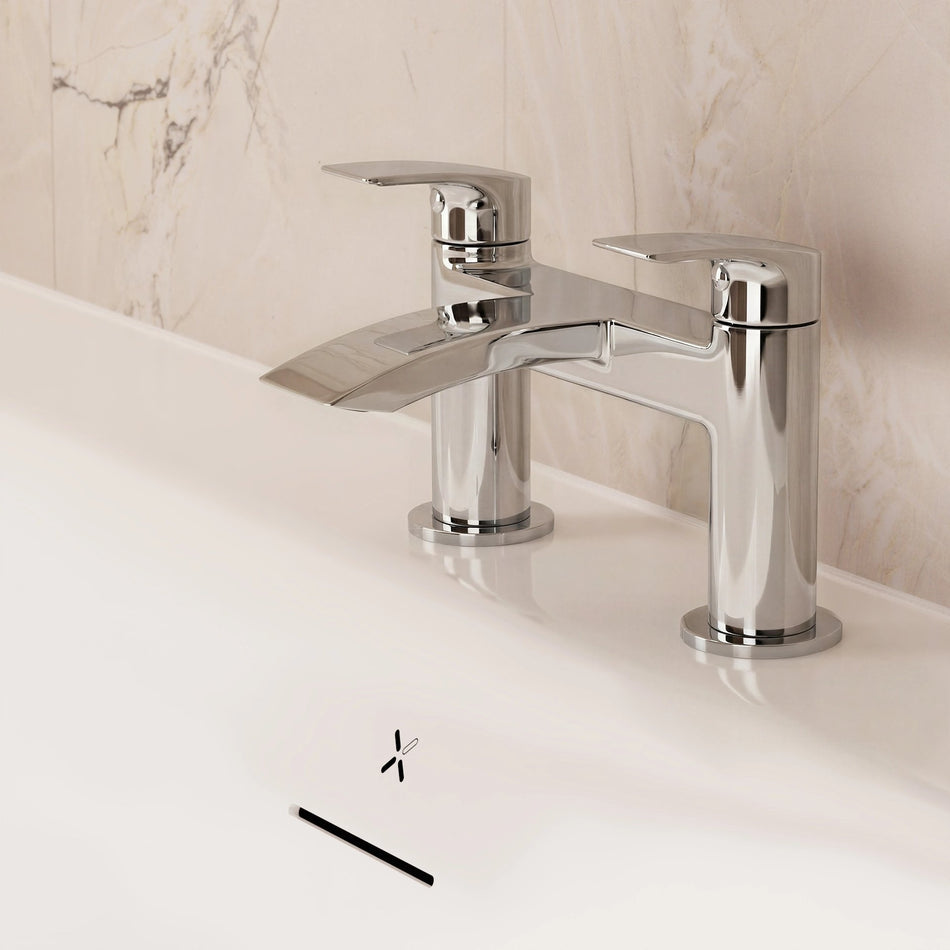 Crosswater Flow Deck Mounted Dual Lever Bath Filler - Chrome