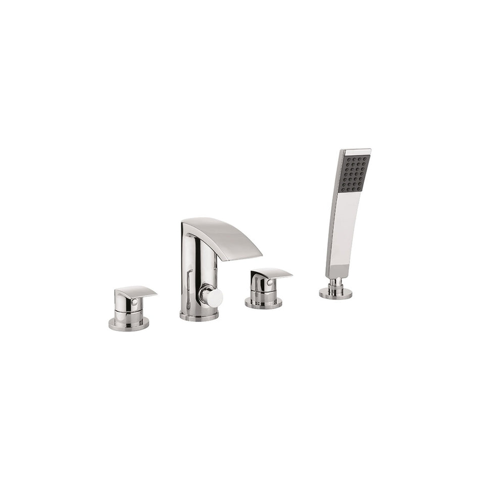 Crosswater Flow Deck Mounted Bath Shower Mixer Tap With Kit - 4 Tap Hole - Chrome