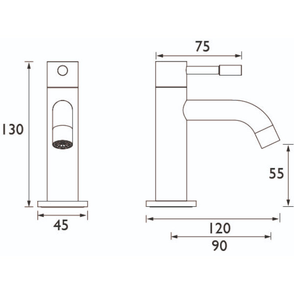Bristan Mila Basin Pillar Tap - Black