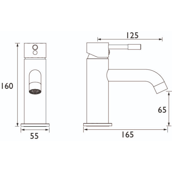 Bristan Mila Basin Mixer Tap With Clicker Waste - Black