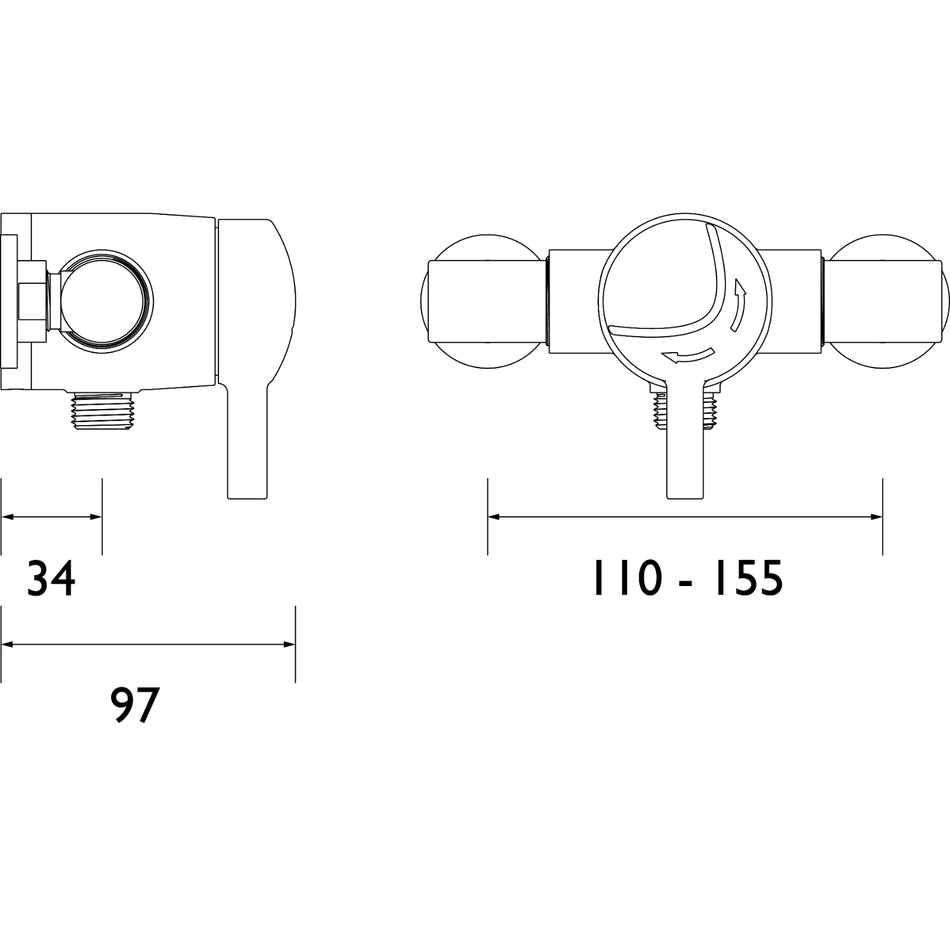 Bristan Opac Thermostatic Exposed Mini Shower Valve With Lever - Chrome