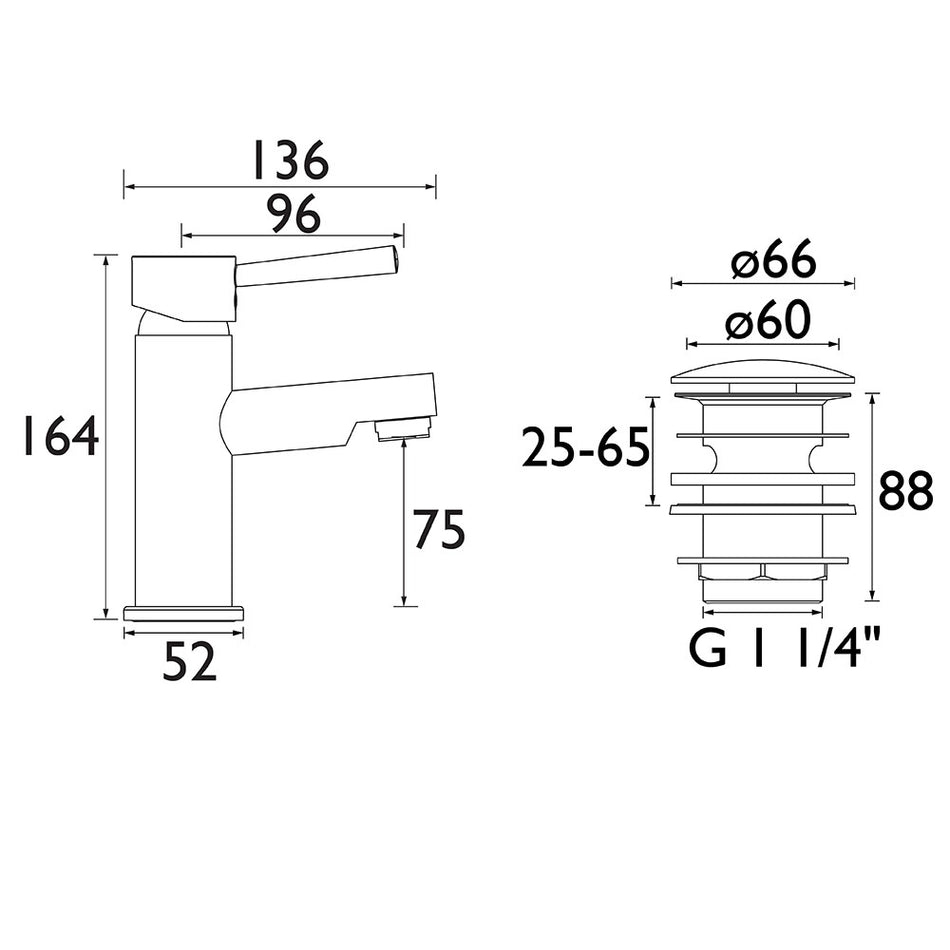Bristan Mios Basin Mixer Tap With Clicker Waste - Chrome