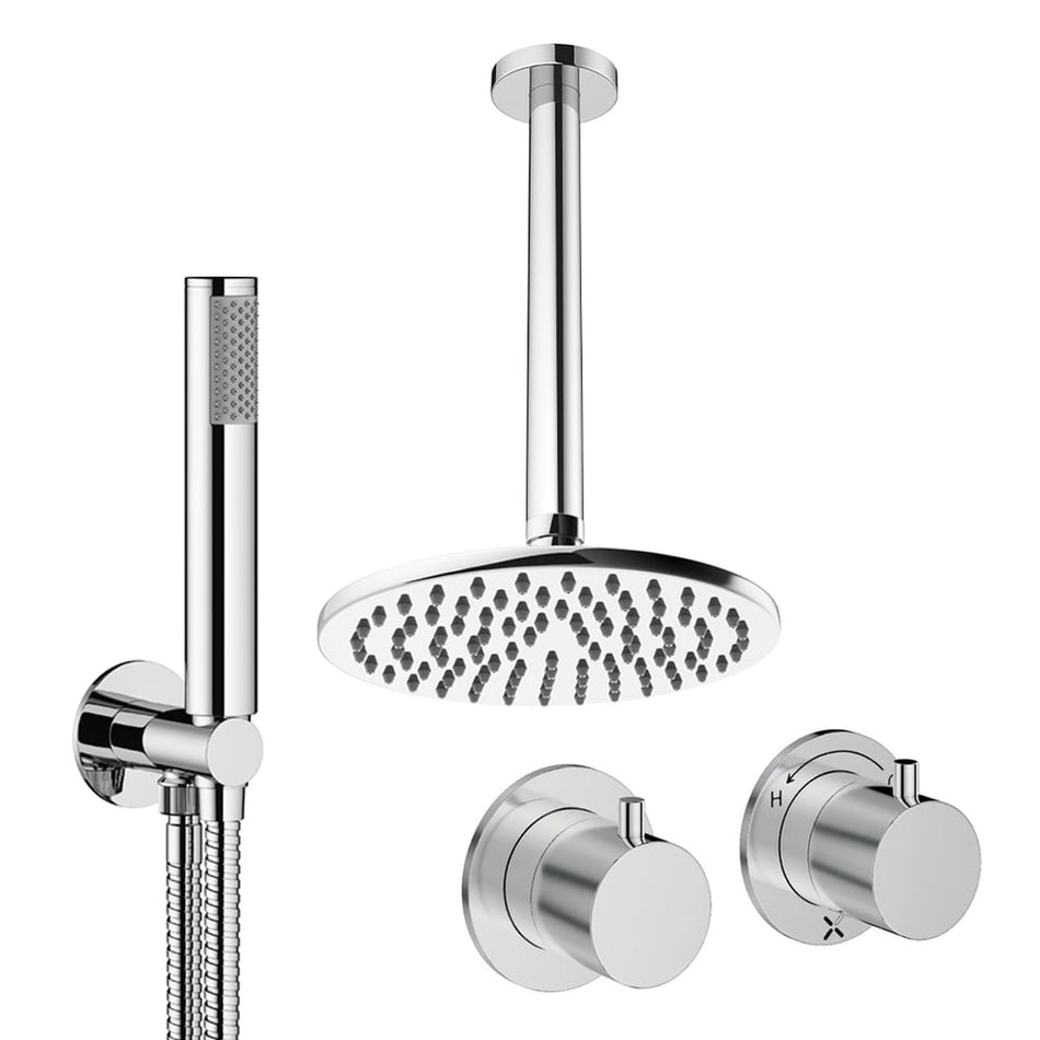 Crosswater Module 2 Outlet Thermostatic Concealed Shower Set 1 With 200mm Head and Ceiling Mounted Arm - Chrome