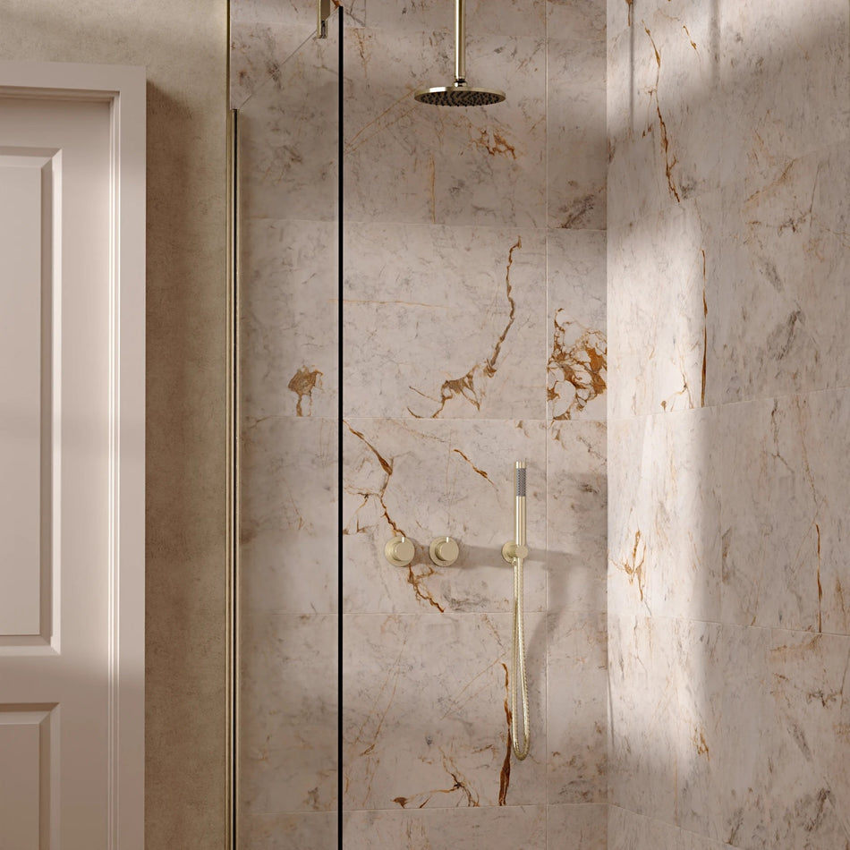 Crosswater Module 2 Outlet Thermostatic Concealed Shower Set 1 With 200mm Head and Ceiling Mounted Arm - Brushed Brass