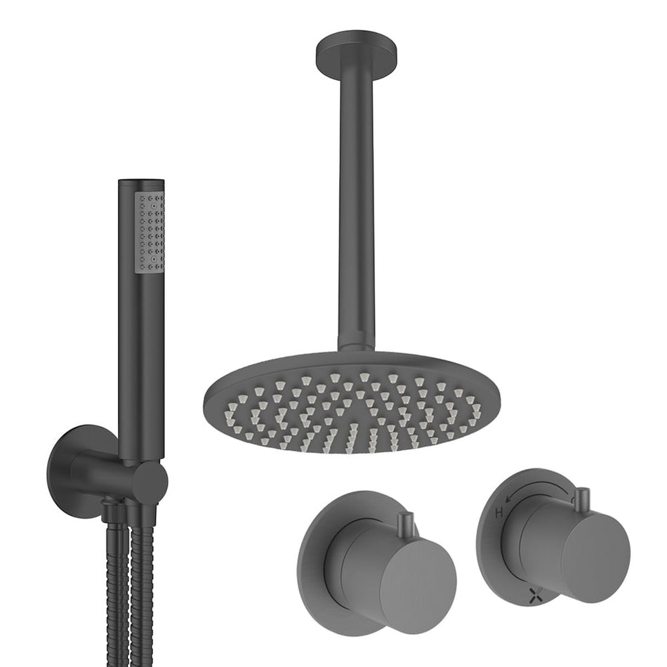 Crosswater Module 2 Outlet Thermostatic Concealed Shower Set 1 With 200mm Head and Ceiling Mounted Arm - Slate