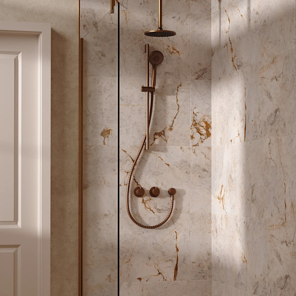 Crosswater Module 2 Outlet Thermostatic Concealed Shower Set 2 With 200mm Head and Ceiling Mounted Arm - Brushed Bronze