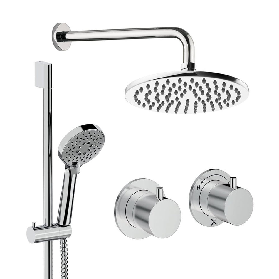 Crosswater Module 2 Outlet Thermostatic Concealed Shower Set 2 With 200mm Head and Wall Mounted Arm - Chrome