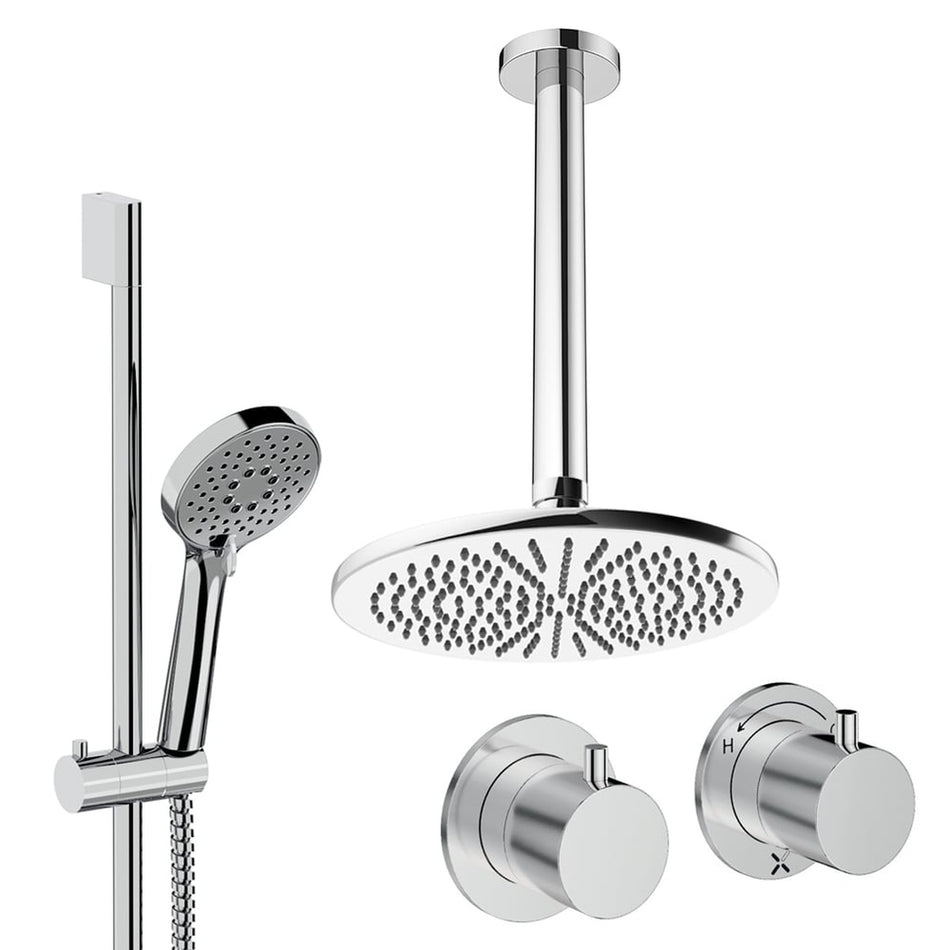 Crosswater Module 2 Outlet Thermostatic Concealed Shower Set 2 With 300mm Head and Ceiling Mounted Arm - Chrome