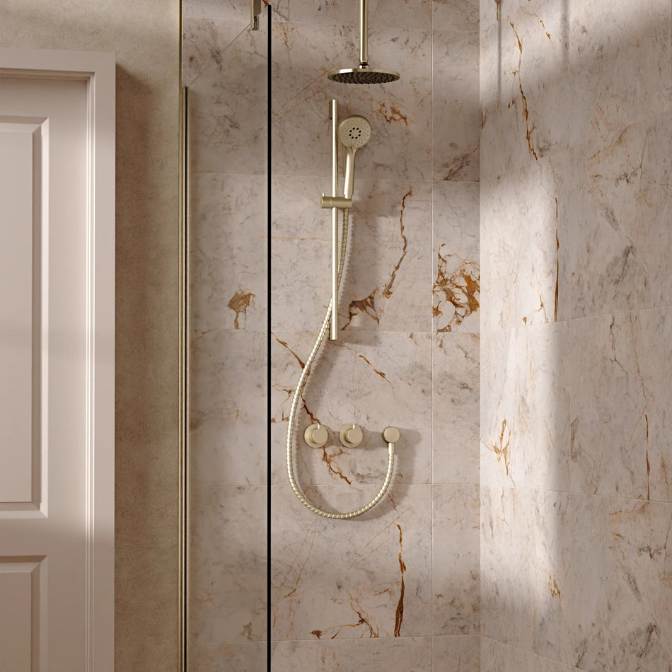 Crosswater Module 2 Outlet Thermostatic Concealed Shower Set 2 With 200mm Head and Ceiling Mounted Arm - Brushed Brass