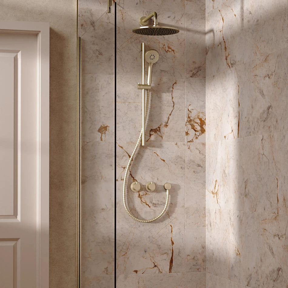Crosswater Module 2 Outlet Thermostatic Concealed Shower Set 2 With 300mm Head and Wall Mounted Arm - Brushed Brass