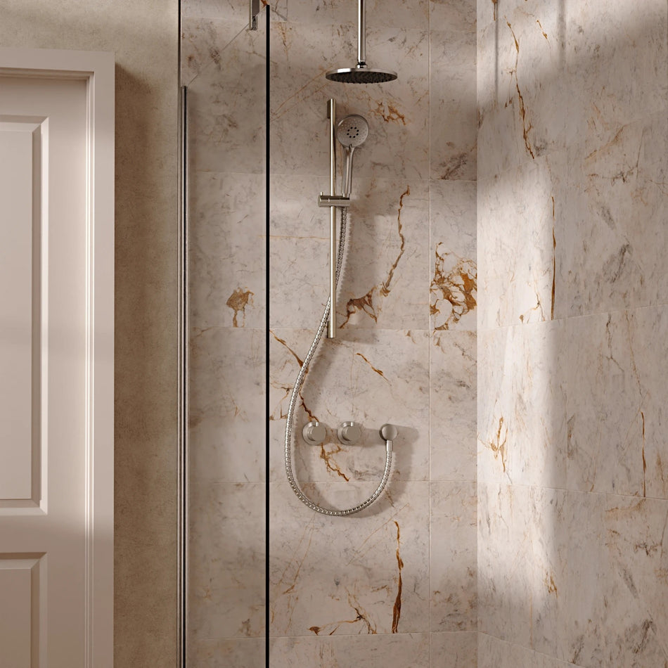 Crosswater Module 2 Outlet Thermostatic Concealed Shower Set 2 With 200mm Head and Ceiling Mounted Arm - Brushed Nickel
