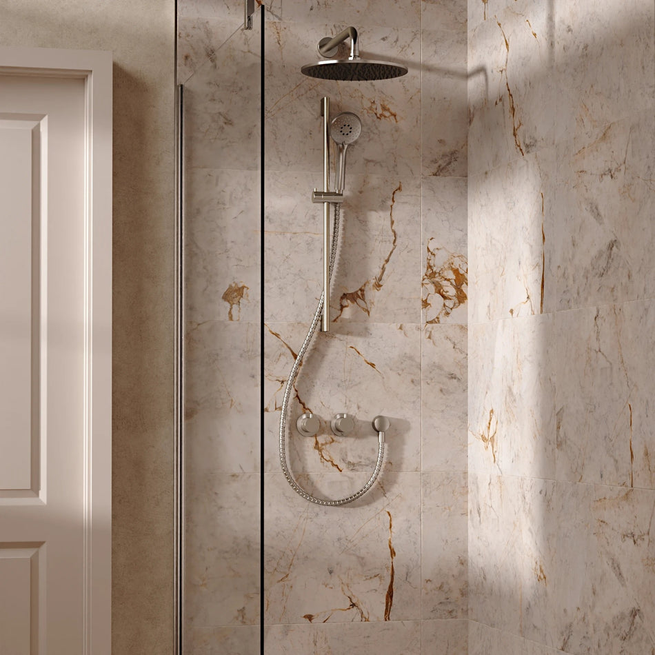 Crosswater Module 2 Outlet Thermostatic Concealed Shower Set 2 With 300mm Head and Wall Mounted Arm - Brushed Nickel