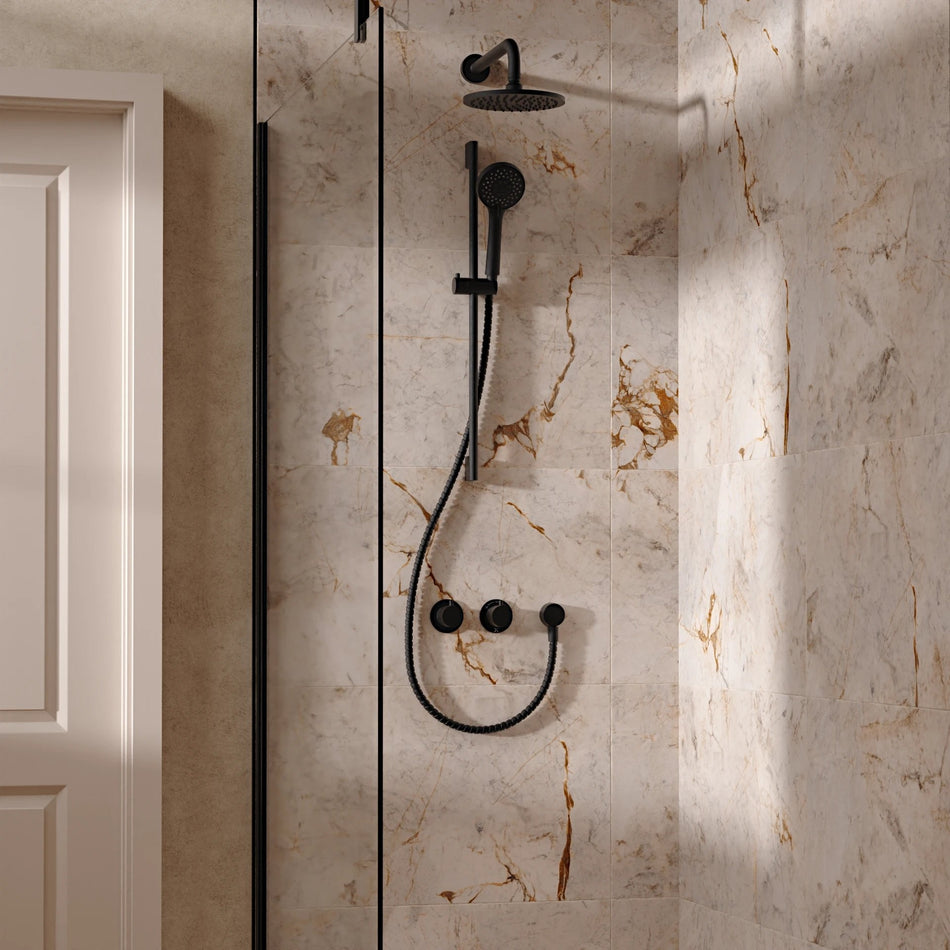 Crosswater Module 2 Outlet Thermostatic Concealed Shower Set 2 With 200mm Head and Wall Mounted Arm - Matt Black