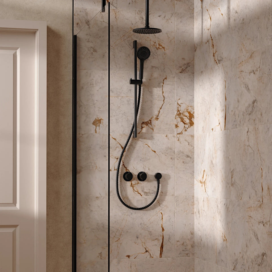 Crosswater Module 2 Outlet Thermostatic Concealed Shower Set 2 With 200mm Head and Ceiling Mounted Arm - Matt Black