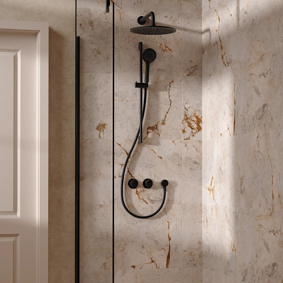 Crosswater Module 2 Outlet Thermostatic Concealed Shower Set 2 With 300mm Head and Wall Mounted Arm - Matt Black