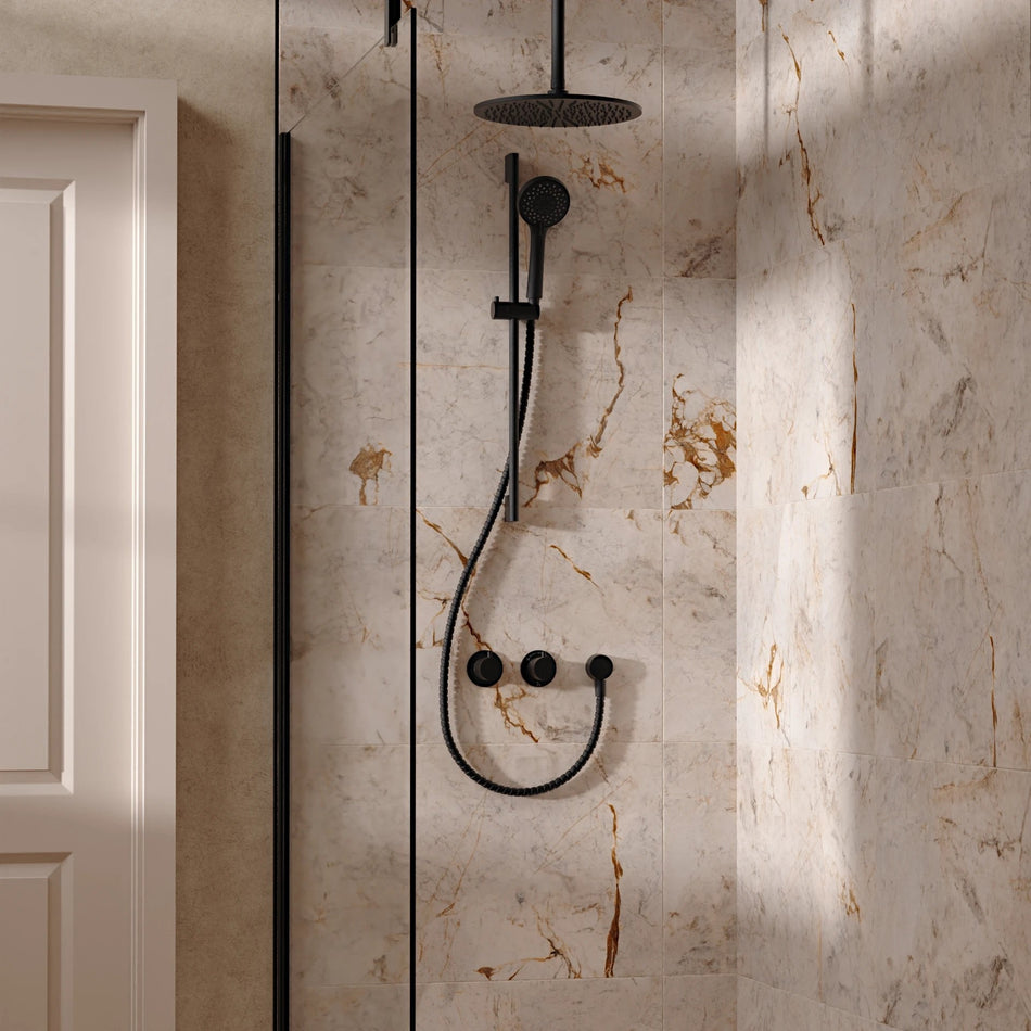 Crosswater Module 2 Outlet Thermostatic Concealed Shower Set 2 With 300mm Head and Ceiling Mounted Arm - Matt Black
