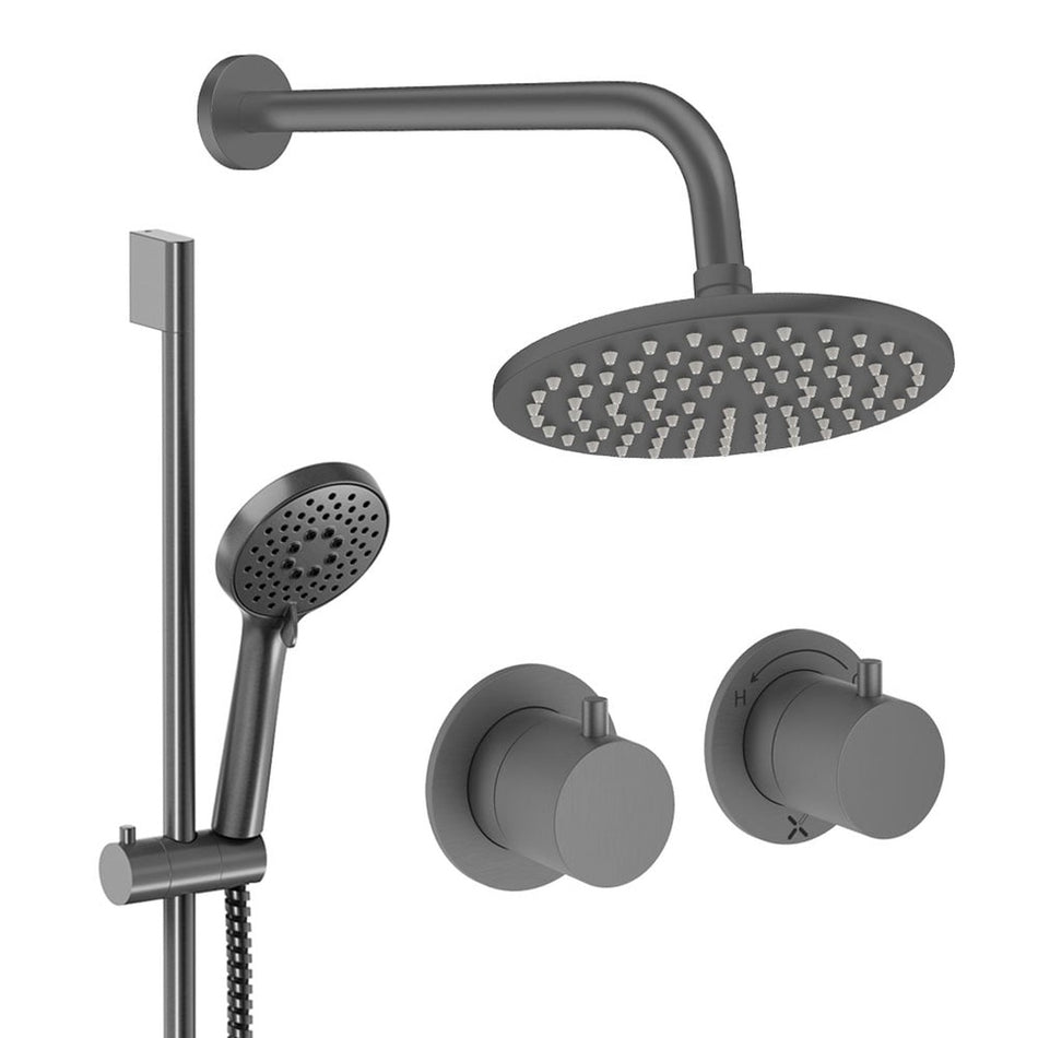 Crosswater Module 2 Outlet Thermostatic Concealed Shower Set 2 With 200mm Head and Wall Mounted Arm - Slate