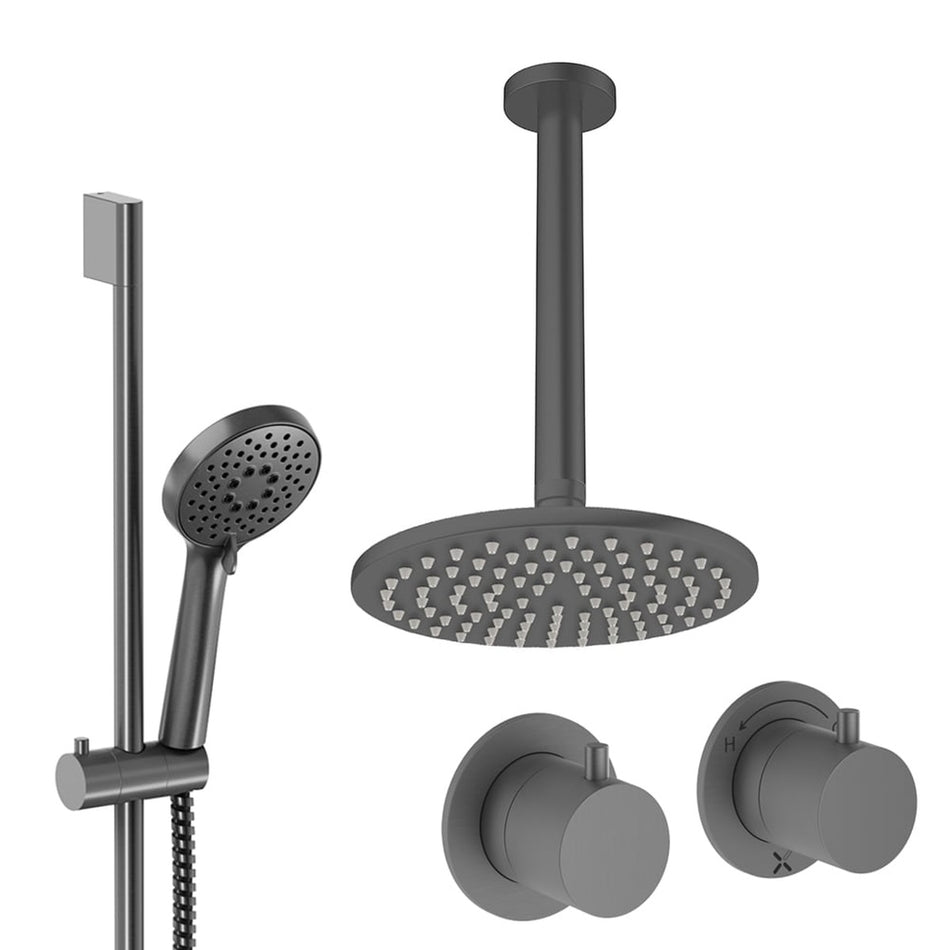 Crosswater Module 2 Outlet Thermostatic Concealed Shower Set 2 With 200mm Head and Ceiling Mounted Arm - Slate