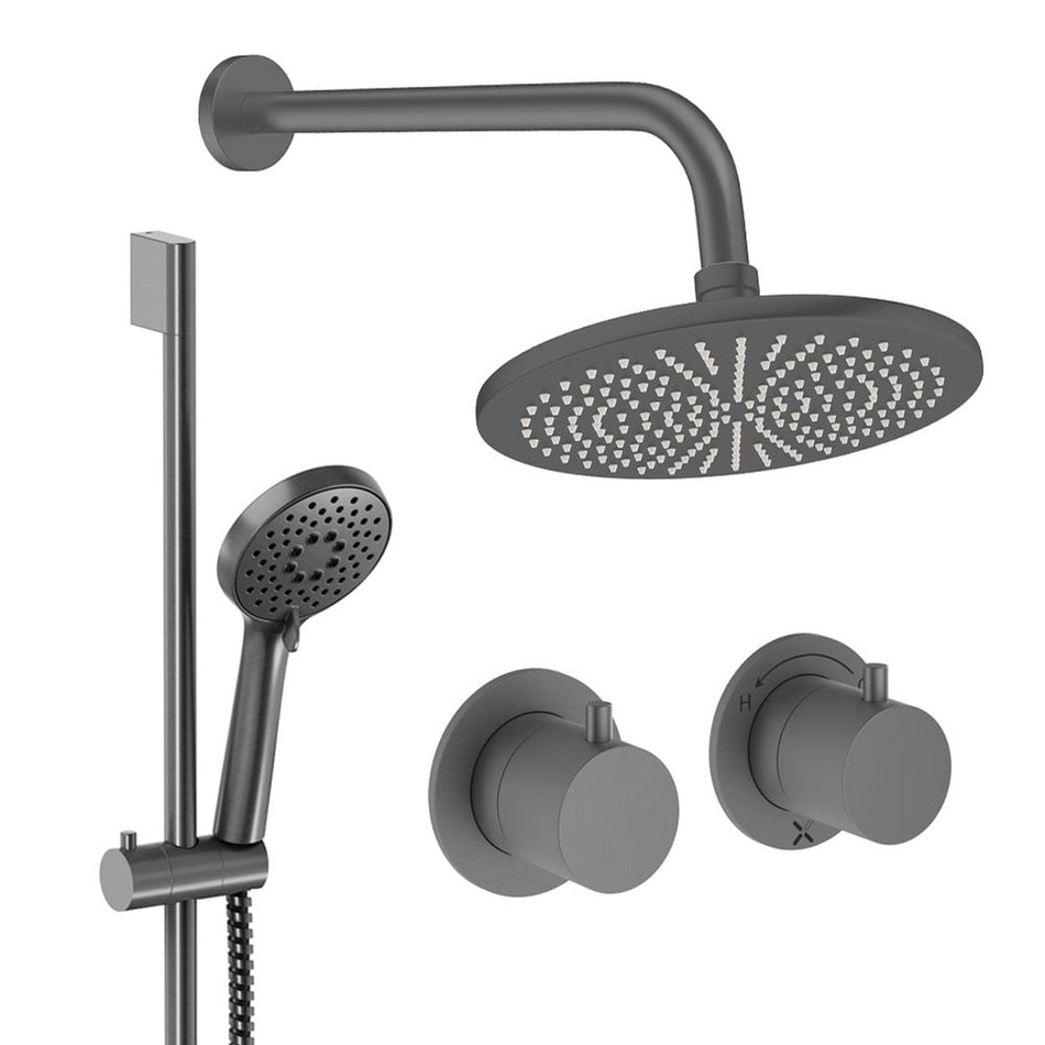 Crosswater Module 2 Outlet Thermostatic Concealed Shower Set 2 With 300mm Head and Wall Mounted Arm - Slate