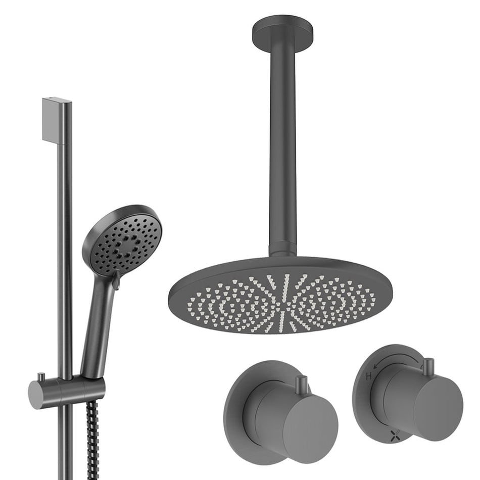 Crosswater Module 2 Outlet Thermostatic Concealed Shower Set 2 With 300mm Head and Ceiling Mounted Arm - Slate