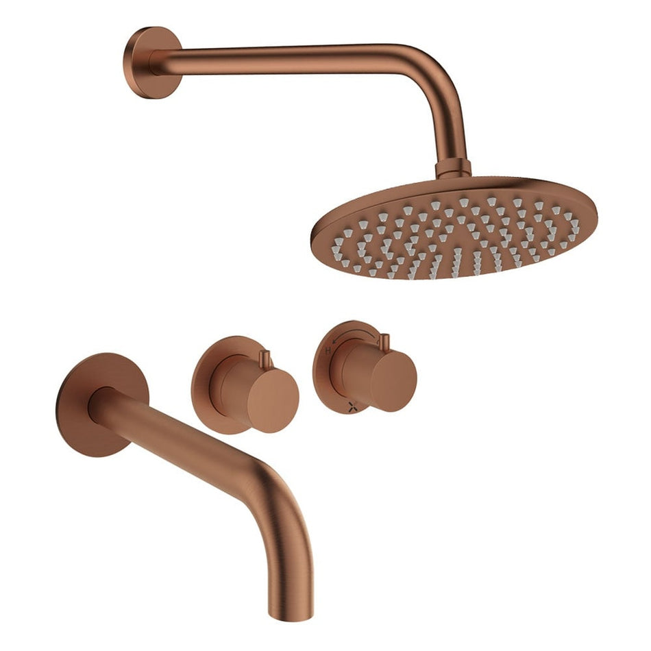Crosswater Module 2 Outlet Thermostatic Concealed Shower Set 3 With 200mm Head and Wall Mounted Arm - Brushed Bronze