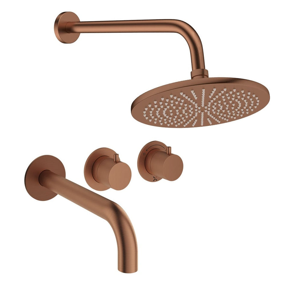 Crosswater Module 2 Outlet Thermostatic Concealed Shower Set 3 With 300mm Head and Wall Mounted Arm - Brushed Bronze