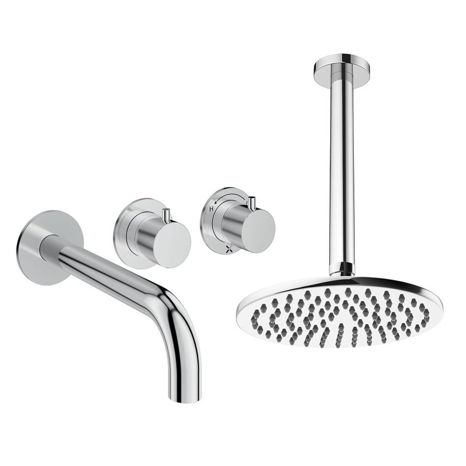 Crosswater Module 2 Outlet Thermostatic Concealed Shower Set 3 With 200mm Head and Ceiling Mounted Arm - Chrome