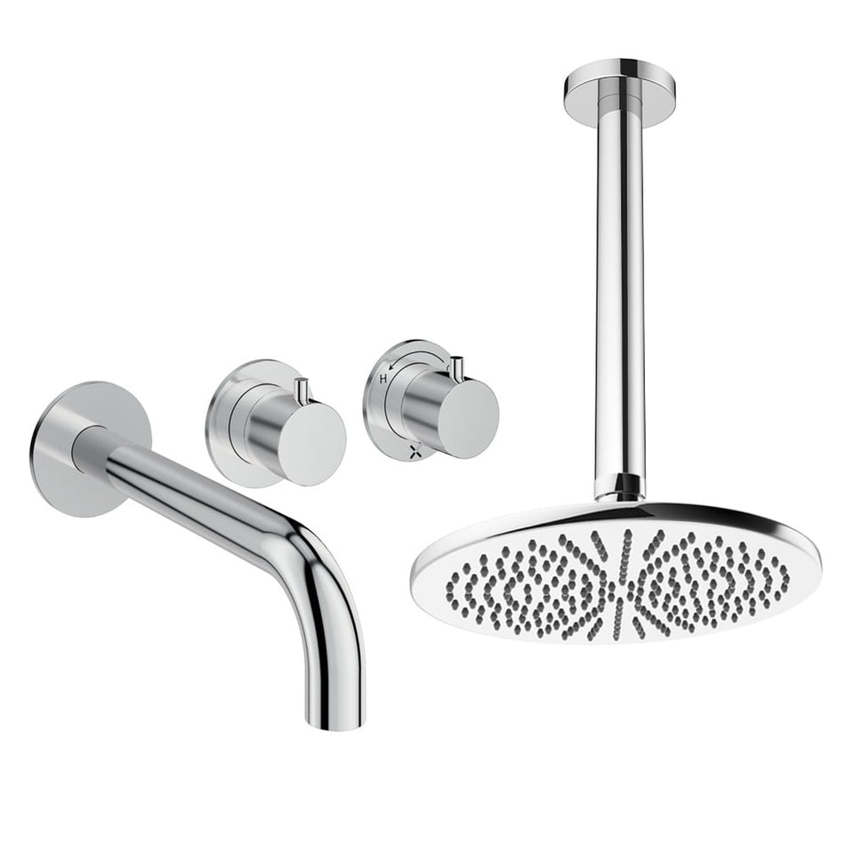 Crosswater Module 2 Outlet Thermostatic Concealed Shower Set 3 With 300mm Head and Ceiling Mounted Arm - Chrome