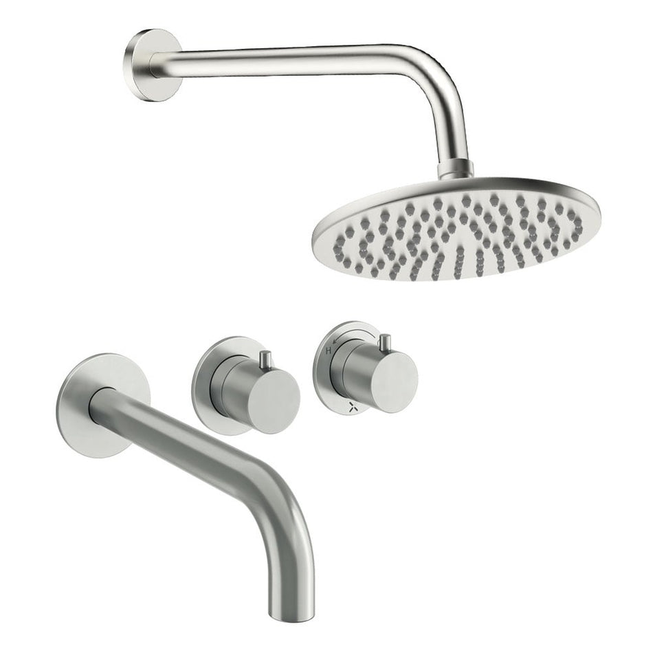 Crosswater Module 2 Outlet Thermostatic Concealed Shower Set 3 With 200mm Head and Wall Mounted Arm - Brushed Nickel