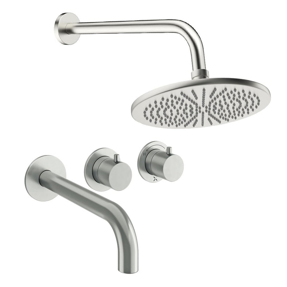 Crosswater Module 2 Outlet Thermostatic Concealed Shower Set 3 With 300mm Head and Wall Mounted Arm - Brushed Nickel
