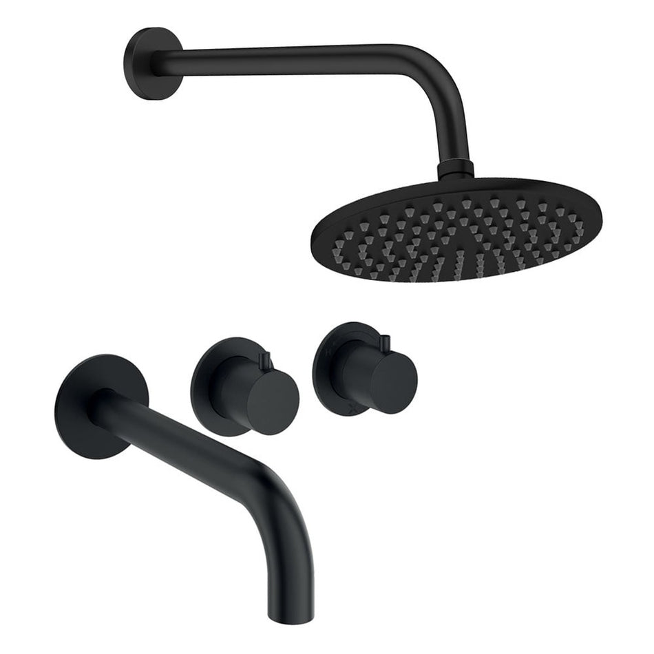 Crosswater Module 2 Outlet Thermostatic Concealed Shower Set 3 With 200mm Head and Wall Mounted Arm - Matt Black