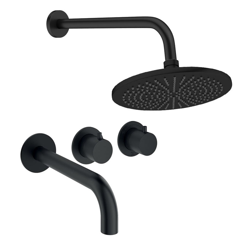 Crosswater Module 2 Outlet Thermostatic Concealed Shower Set 3 With 300mm Head and Wall Mounted Arm - Matt Black