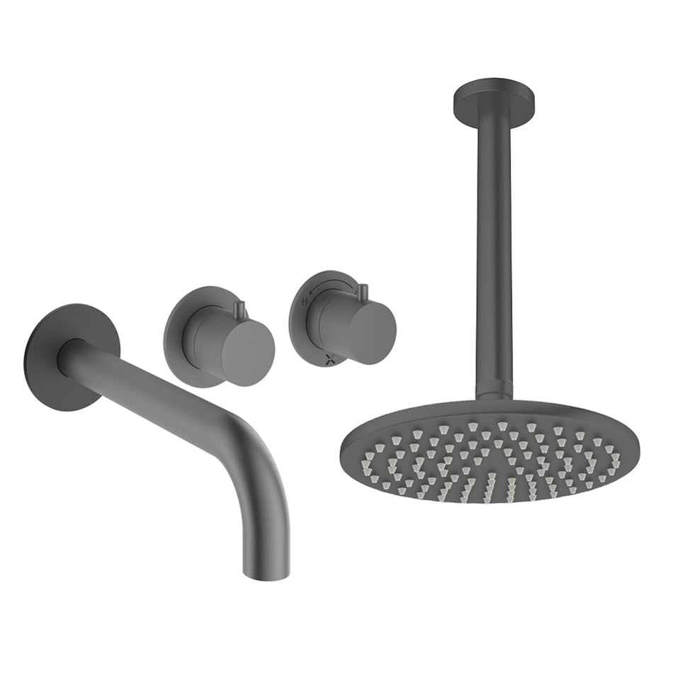 Crosswater Module 2 Outlet Thermostatic Concealed Shower Set 3 With 200mm Head and Ceiling Mounted Arm - Slate