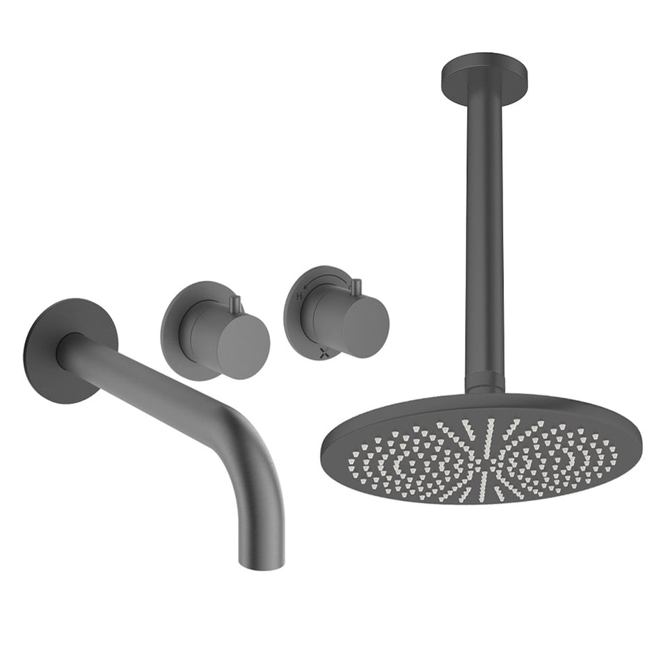 Crosswater Module 2 Outlet Thermostatic Concealed Shower Set 3 With 300mm Head and Ceiling Mounted Arm - Slate