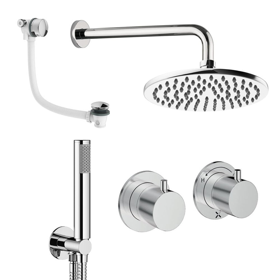 Crosswater Module 3 Outlet Thermostatic Concealed Shower Set 6 With 200mm Head and Wall Mounted Arm - Chrome