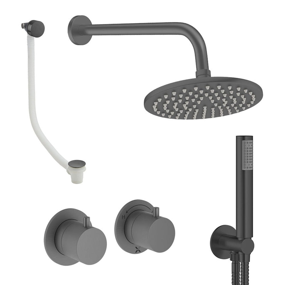 Crosswater Module 3 Outlet Thermostatic Concealed Shower Set 6 With 200mm Head and Wall Mounted Arm - Slate