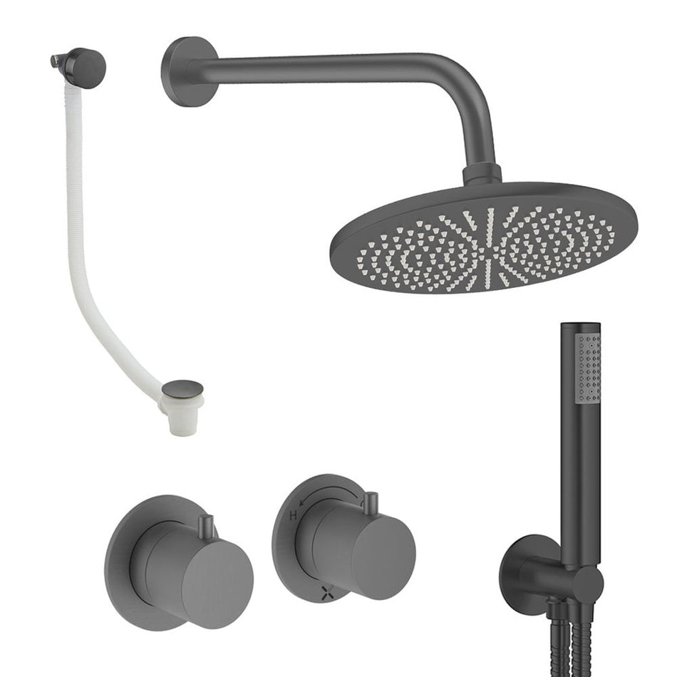 Crosswater Module 3 Outlet Thermostatic Concealed Shower Set 6 With 300mm Head and Wall Mounted Arm - Slate