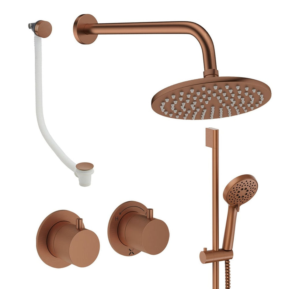 Crosswater Module 3 Outlet Thermostatic Concealed Shower Set 7 With 200mm Head and Wall Mounted Arm - Brushed Bronze