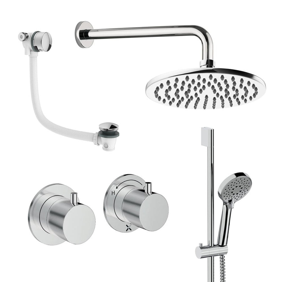 Crosswater Module 3 Outlet Thermostatic Concealed Shower Set 7 With 200mm Head and Wall Mounted Arm - Chrome