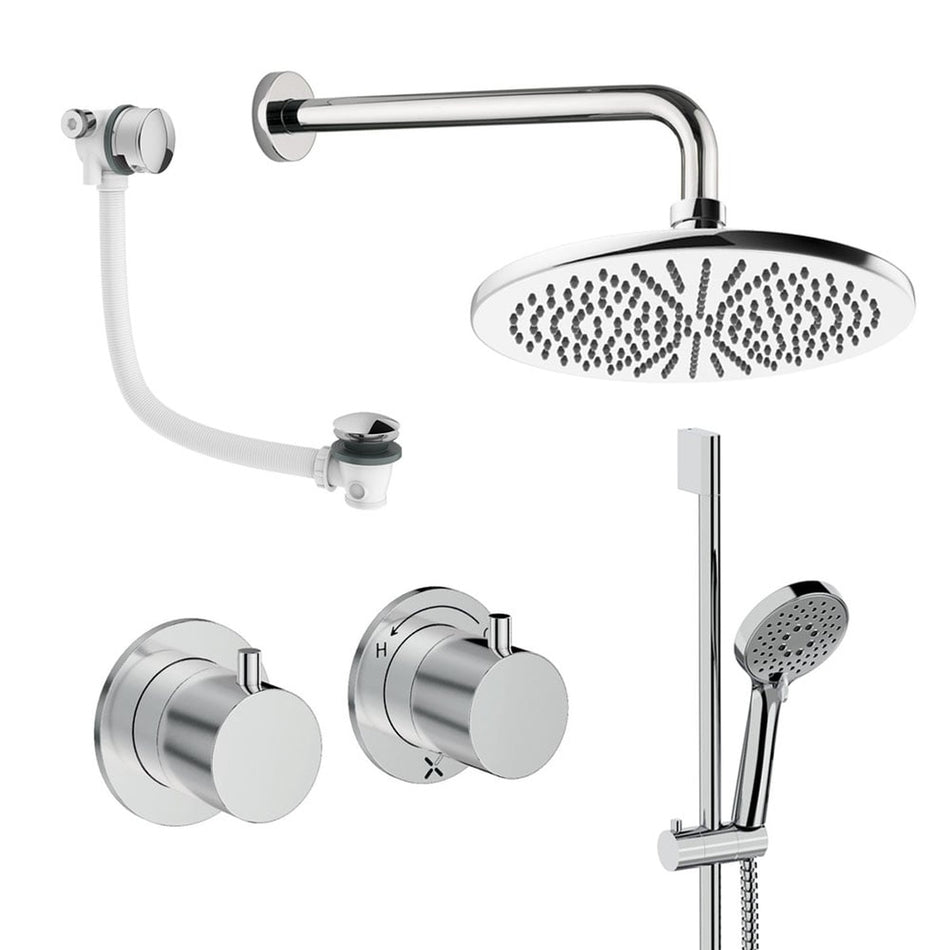 Crosswater Module 3 Outlet Thermostatic Concealed Shower Set 7 With 300mm Head and Wall Mounted Arm - Chrome