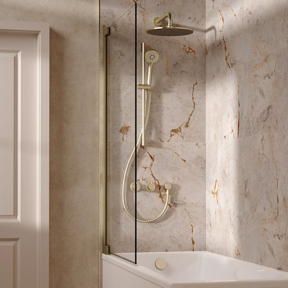 Crosswater Module 3 Outlet Thermostatic Concealed Shower Set 7 With 300mm Head and Wall Mounted Arm - Brushed Brass