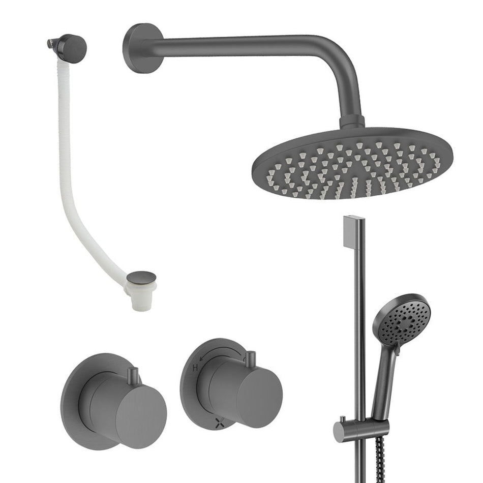 Crosswater Module 3 Outlet Thermostatic Concealed Shower Set 7 With 200mm Head and Wall Mounted Arm - Slate