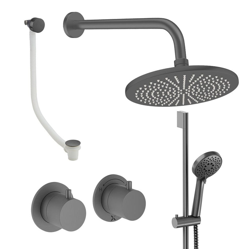Crosswater Module 3 Outlet Thermostatic Concealed Shower Set 7 With 300mm Head and Wall Mounted Arm - Slate